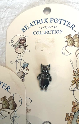Vint. Prendedor de peltre Beatrix Potter 1996, pin Peter Rabbit “Tom Kitten” NUEVO Foto 1 de 3