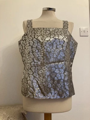 Size 14/16 Glitzy Sleeveless Top Silver & Taupe Leopard Print In Good Condition - Image 1 of 4
