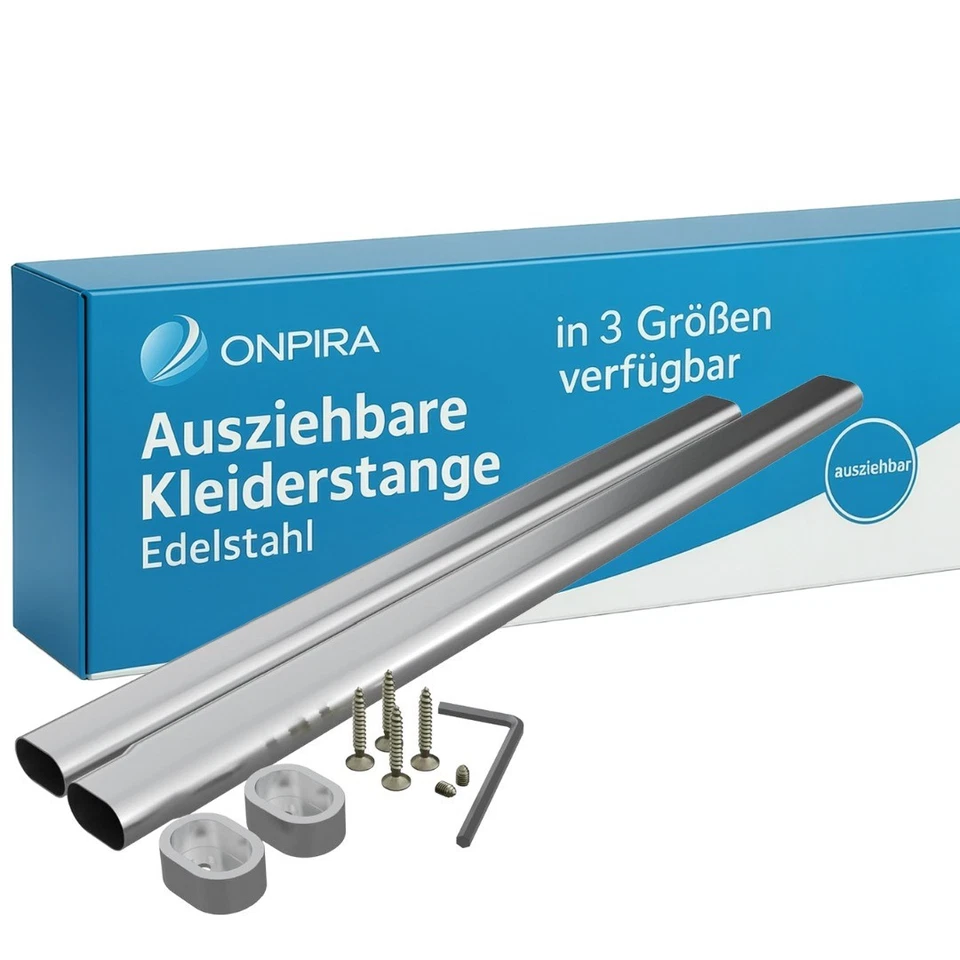 Kleiderstange Schrankrohr Ausziehbare Teleskopstange Edelstahl 41-130cm Onpira® - Bild 1 von 4