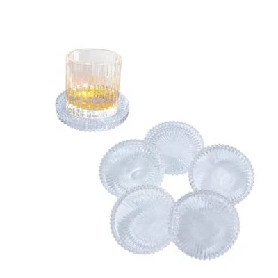 Paquete de posavasos de vidrio posavasos redondos para bebidas, café cristalino 6 transparente Foto 1 de 4