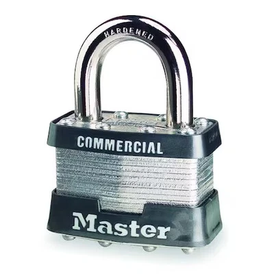 Candado Master Lock 1DCOM, llave diferente, grillete estándar, acero rectangular Foto 1 de 4