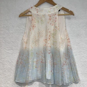 1.State Women's Sleeveless Halter Top Blouse Sz M Pleated Tie Back Soft Romantic - Picture 1 of 24
