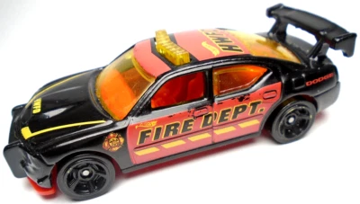 2021 HOT WHEELS DODGE CHARGER DRIFT FIRE DEPT. BLACK 2 7/8" DIECAST CAR WITH RED - Image 1 of 4