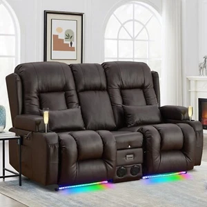 Power Home Theater Seating Recliner Loveseat Sofa w/Bluetooth,USB Charge, Pillow - Picture 1 of 65