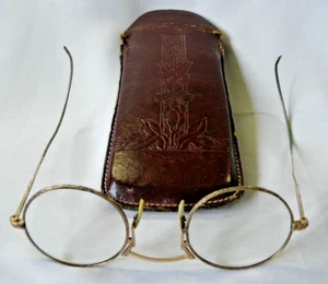 Antique Shur-On 12K Gold Filled Wire Frame Bi-focal Glasses in Case - Picture 1 of 9