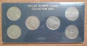 BANK OF GREECE 2000 HELLAS OLYMPIC COIN COLLECTION SET UNCIRCULATED MINT IN CASE - Picture 1 of 5