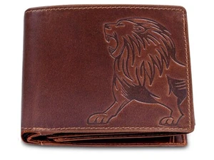 Nueva billetera de cuero marrón caramelo doble pliegue para hombre protección RFID artículo de regalo - Imagen 1 de 6