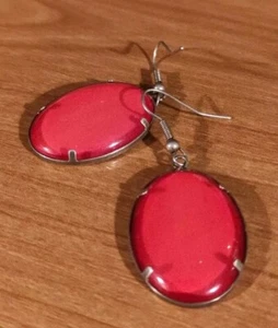 Wunderschöne große orange/rote Ohrringe Hänger von "Marine d." Handarbeit - Bild 1 von 6