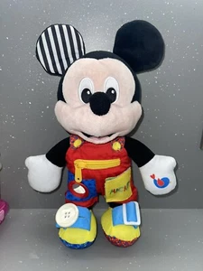 Disney Mickey Mouse baby soft toy learn to dress zipper button Sensory Gift - Picture 1 of 15