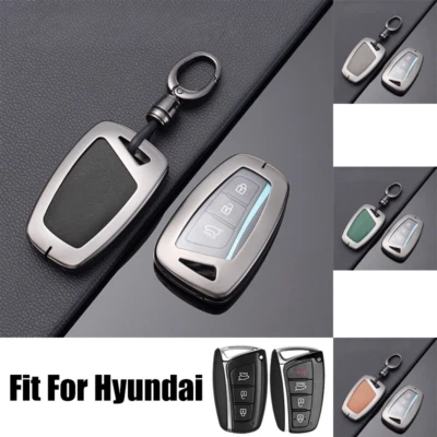 Zinc Alloy  Leather Car Key Case Cover For Hyundai Santa Fe Equus Ix45 Genesis Foto 1 de 4