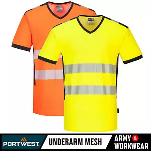T-shirt riflettente alta Viz da lavoro uomo traspirante umidità traspirante - Foto 1 di 4