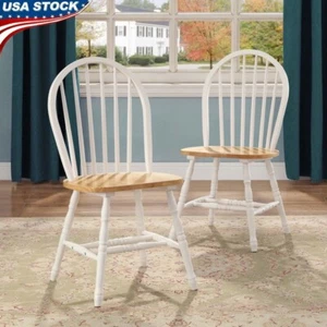 Windsor Solid Wood Dining Chairs Set of 2 Stylish Armless Kitchen Furniture Side - Picture 1 of 9