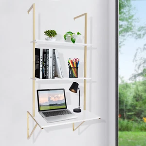 Modern Wall Mounted Computer Desk Floating Sturdy Table Home with Storage Shelve - Picture 1 of 12