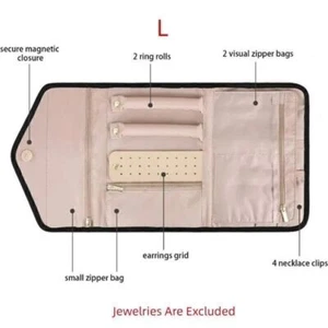 Foldable Travel Jewellery Roll -Jewellery Travel Pouch Portable Case Organiser - Picture 1 of 13