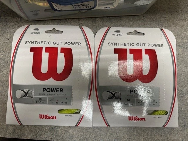 Cuerdas de tenis WILSON Synthetic Gut Power calibre 16 (1,30 mm) (2 juegos) amarillas Foto 1 de 1