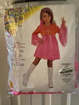 Rubie's Child Hippie 60s Go Go Girl Mod Costume Sz Lg (12-14) Sparkles - Image 1 of 4