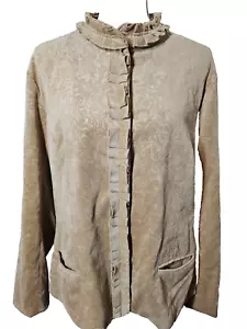 Chaqueta texturizada Chicos para mujer marrón con volantes delanteros a presión estampado jaquard talla 3 - Imagen 1 de 8