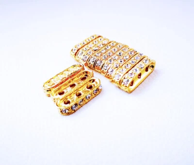 50 piezas 3 agujeros transparente circonita cúbica inliada chapado en oro espaciador joyería marca suministro 21*4 mm Foto 1 de 4