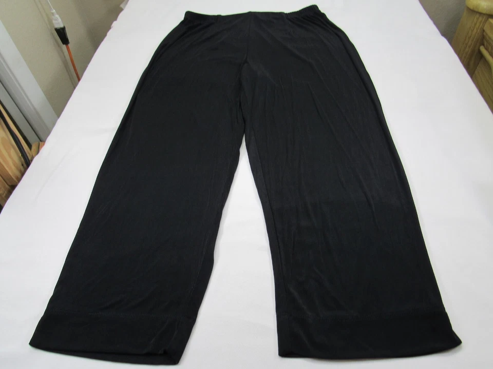 Ruby Rd.  Slinky Nylon Spandex Black Pull on Pants L  32-36W Elastic 44 Hips 26L - Image 1 of 4