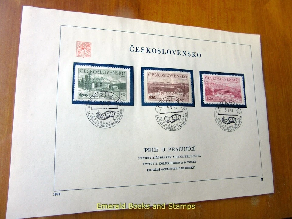 EBS Czechoslovakia 1951 Rest Homes for Workers - Mi. 657-659 First Day Sheet ETB - Image 1 of 1
