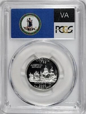2000-S Silver Washington  Quarter - Virginia - PCGS PR69DCAM - Flag Series - Image 1 of 2
