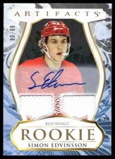 2023-24 Upper Deck Artifacts Material GOLD Simon Edvinsson Rookie Auto Patch /99