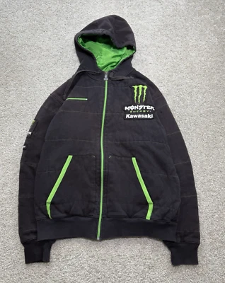 Chaqueta Y2K Kawasaki Monster Hombres Talla M Motociclista Motociclista Sudadera con Capucha Grunge Desteñida Foto 1 de 4