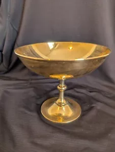 Vtg Scandia Guld/Gold Round Pedestal Dish Bowl Candy Nuts 5"t x 6"d Sweden - Picture 1 of 10