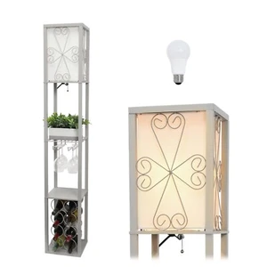 Simple Designs 62.5" Three Shelf Etagere Organizer Floor Lamp, Feit LED Bulb - Picture 1 of 46