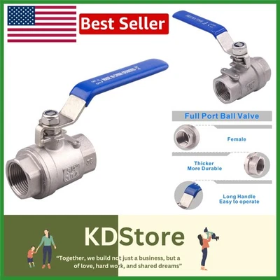 Heavy Duty Stainless Steel Ball Valve 3/4" NPT Water Oil Gas Lock Handles - Image 1 of 4