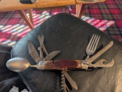 Juego de cuchillos hobo vintage 11 herramientas plegables utilitarios camping supervivencia cuchillo hecho en Japón Foto 1 de 4