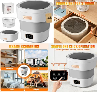 Portable Washing Machine,Mini Washer 16L Upgraded With Spin Basket 3 Modes Deep - Image 1 of 4