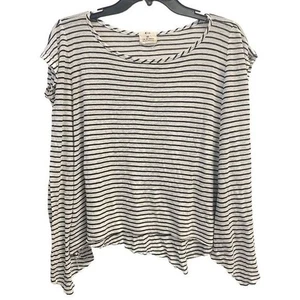 Blusa top oscilante dobladillo crudo XS a rayas alfileres y agujas de gran tamaño para mujer - Imagen 1 de 11