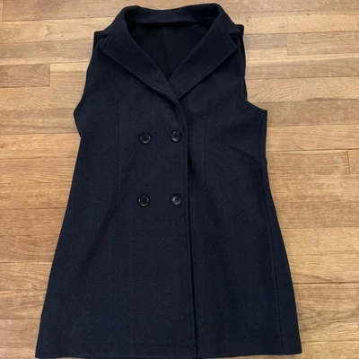 Chaleco sin mangas SHEIN azul marino negro espiga tweed doble botonadura talla 4 b43 Foto 1 de 4