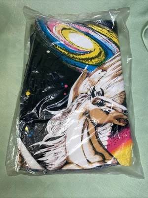 Tapiz de pared vintage de los 80 Pegaso espacial aterciopelado grande psicodélico galáctico Foto 1 de 3