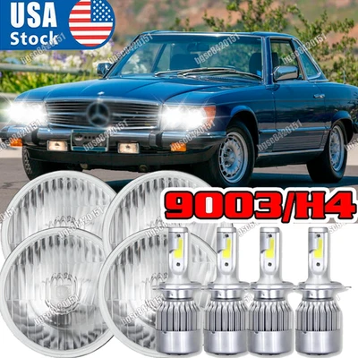 For Mercedes-Benz 380SL 450SL 560SL 4PCS 5.75" Round LED Headlights Hi-Lo Beam + - Image 1 of 4