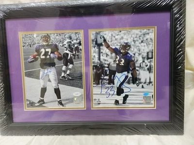 Foto enmarcada autografiada de Ray Rice y Le'Ron McClain - Baltimore Ravens NFL - 15x26 Foto 1 de 4
