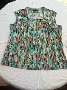 Kasper size 2X stretch blend top square neckline colorful plus size womens - Picture 1 of 7