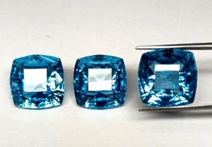 Nano Cristallo Topazio Blu Svizzero 15X15mm Antico Cuscino Taglio Concavo Gemma Sciolta - Foto 1 di 6