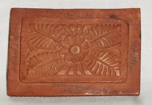 RARE Antique Wood Butter Mold ~ Double Sided ~ Flower & Geometric Unique - Picture 1 of 7