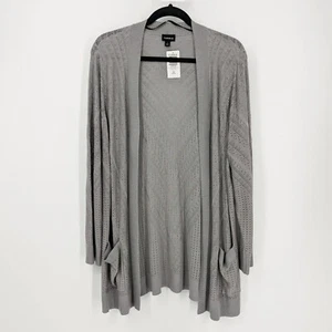 Torrid Pointelle Cardigan Long Sleeve Open Front Sweater Formal Gray Womens 1X - Picture 1 of 5
