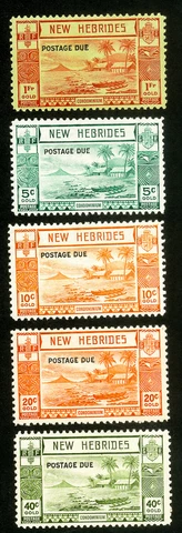 New Hebrides Stamps # J6-10 MNH VF Scott Value $250.00 Cover