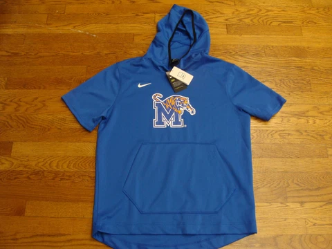 Memphis Tigers New Nike Blue Spotlight Travel Short Sleeve Hoodie Sweatshirt Lg Cover