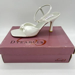 Sandalo Tinnante Donna Super Morbido Satino Fibbia Slingback Nodo Bianco Satinato 10B - Foto 1 di 11