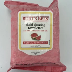 Burt's Bees Facial Cleansing Towelettes Normal to Oily Skin Pink Grapefruit 30ct - Picture 1 of 9