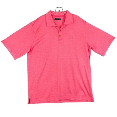 Pebble Beach Embroidered Logo Polo Shirt Mens L Coral Short Sleeve Golf - Image 1 of 4