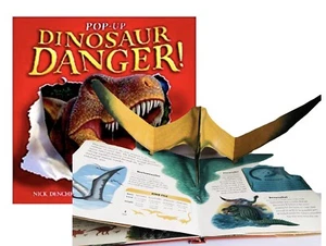 Dinosaur Pop Up Book, RARE Dinosaur Danger Pop Up Book by Nick Denchfield - Picture 1 of 12