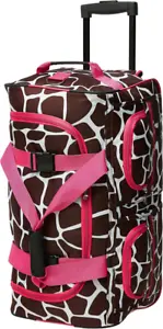 Rockland unisex-adult Rolling Duffel Bag, Pink Giraffe, 22-Inch, Giraffe  - Picture 1 of 4