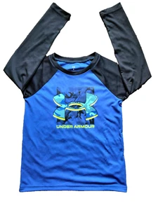 BOYS Under Armour T-SHIRT long sleeve SIZE 6t size S Blue black - Picture 1 of 1