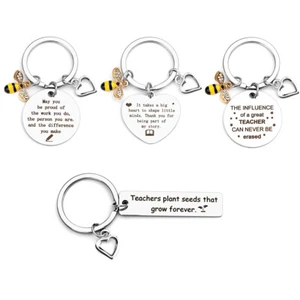 Stainless Steel Heart Shaped Keychain With Teacher Pendant For Teacher's Day - Picture 1 of 14